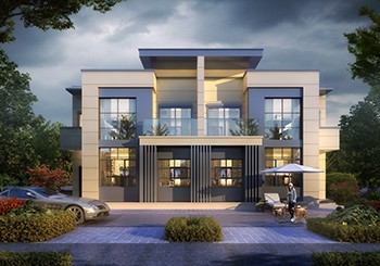 二層現(xiàn)代風(fēng)格雙拼別墅設(shè)計(jì)圖，平屋頂，帶地下室設(shè)計(jì)