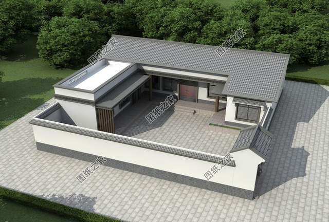 一層中式養(yǎng)老房效果圖，經(jīng)濟(jì)的造價成本，受到廣大建房者喜愛