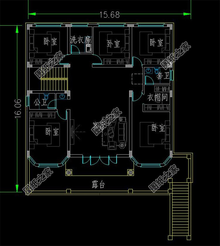 帶車庫架空層的農村別墅布局2