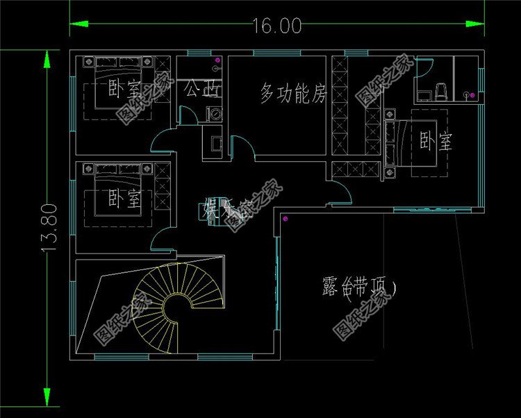 農村四層帶架空層別墅布局3