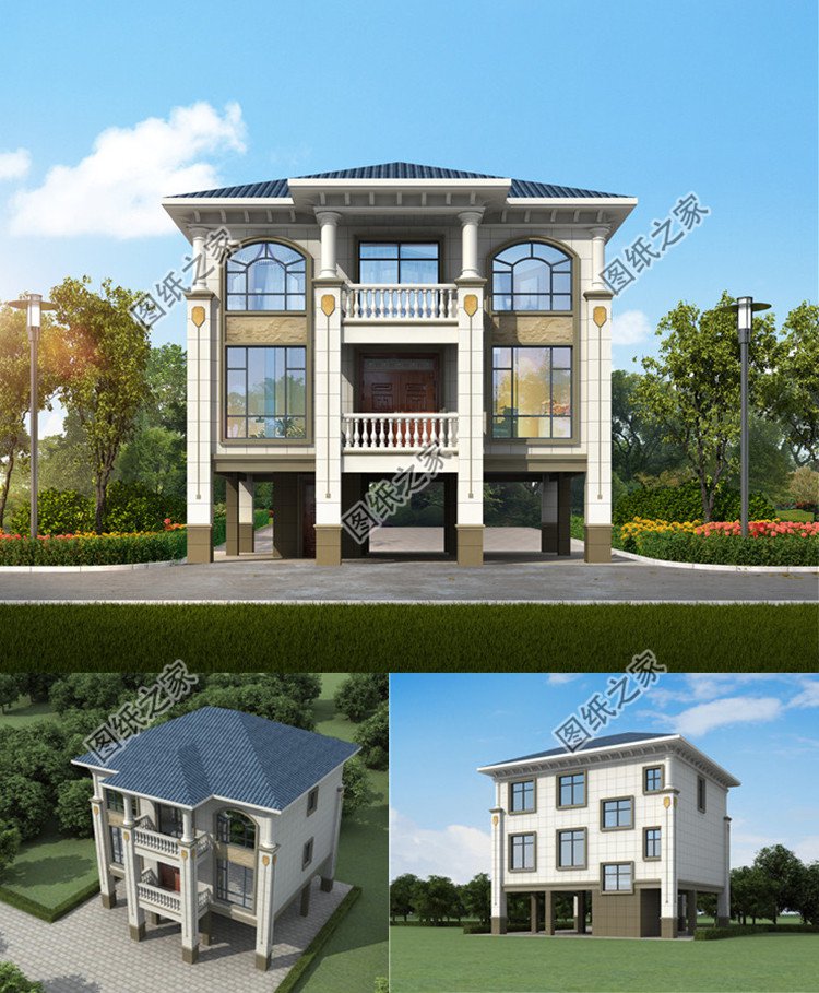 帶架空層三層別墅設(shè)計圖效果圖