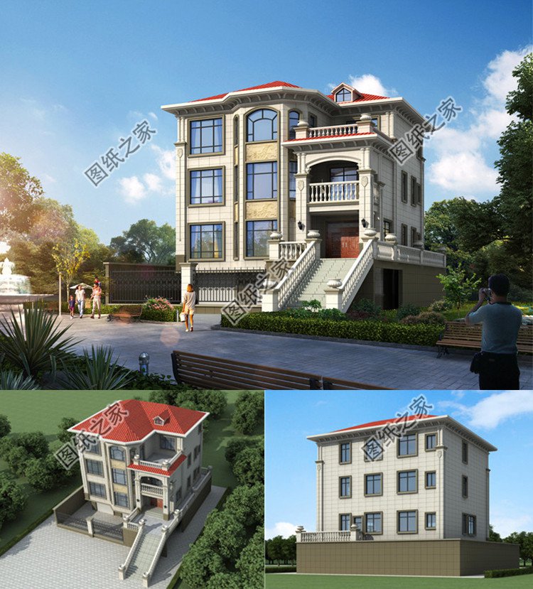超氣派的三層別墅設計圖效果圖