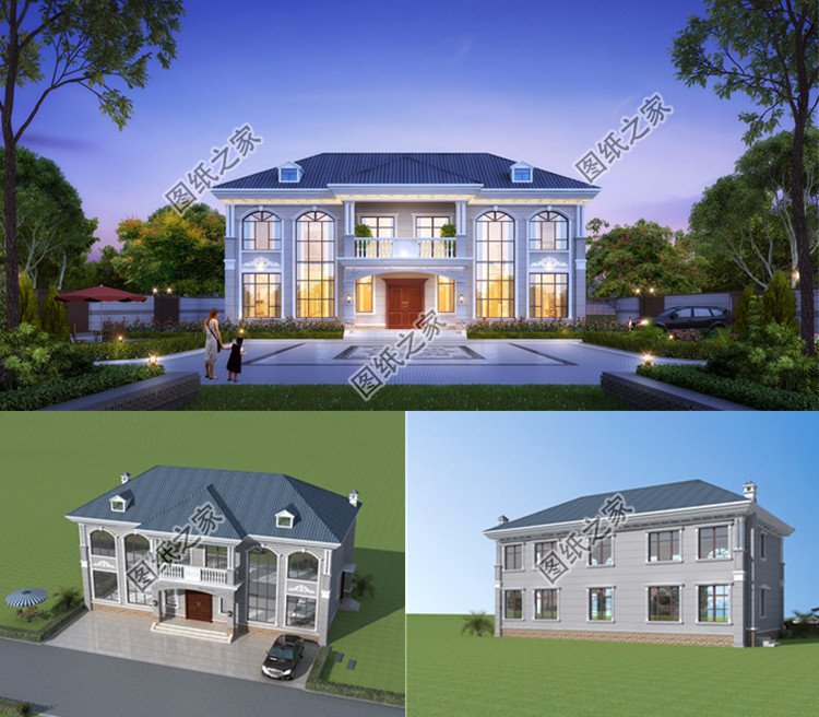 造價便宜的二層雙拼別墅效果圖