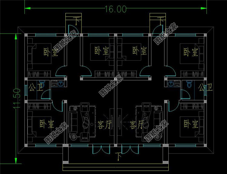 鄉村兄弟小戶型雙拼房屋一層