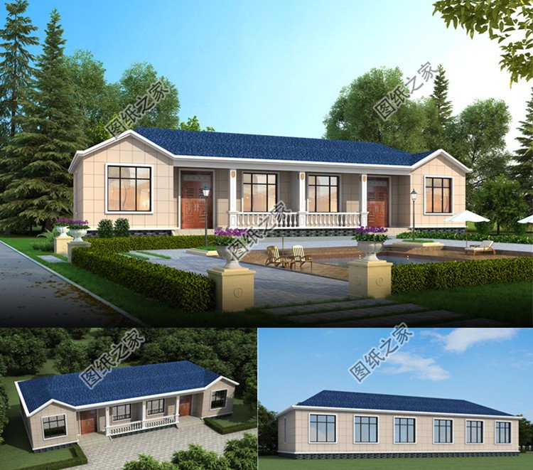 實用的一層雙拼鄉村別墅效果圖