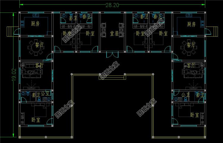 新中式一層宅院設計圖一層