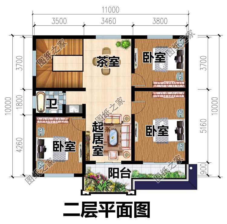 11&times;10米農村二層別墅圖