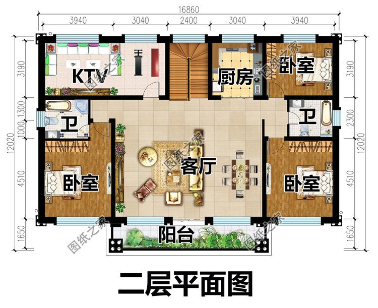 16.8x13米二層別墅設計
