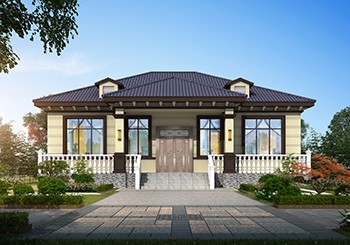 一層農(nóng)村自建房別墅設(shè)計(jì)方案，左右對(duì)稱布局好