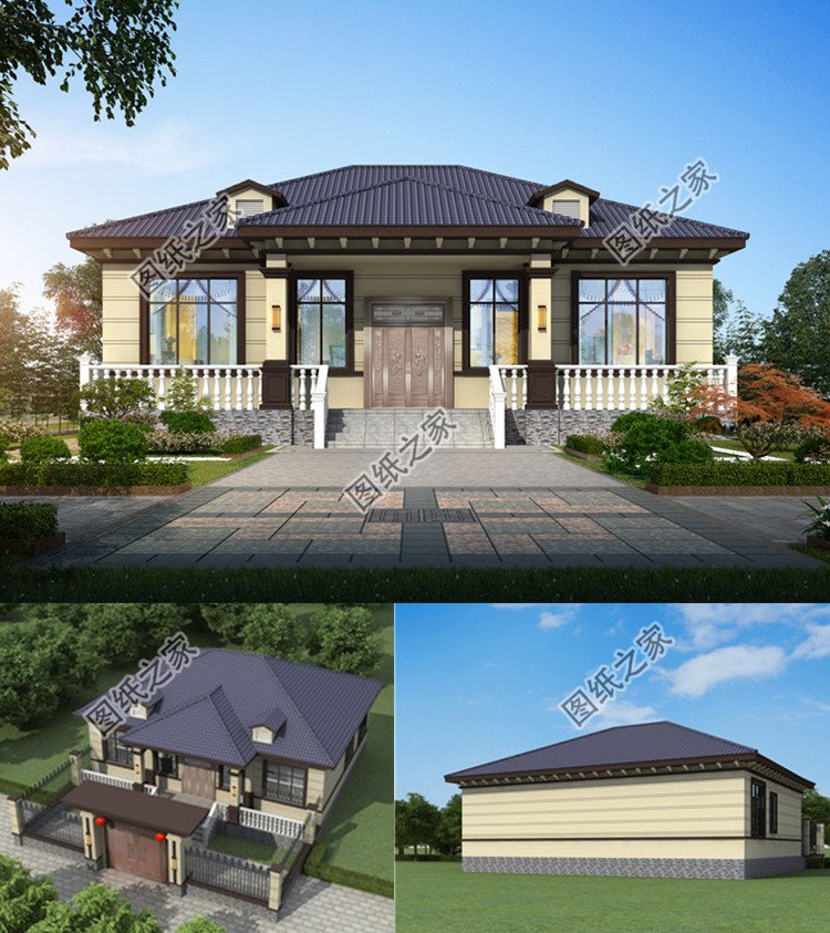 一層農(nóng)村自建房別墅設(shè)計(jì)方案效果圖