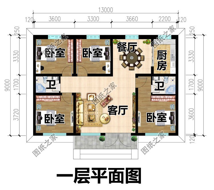省錢美觀一層自建房子設計圖一層