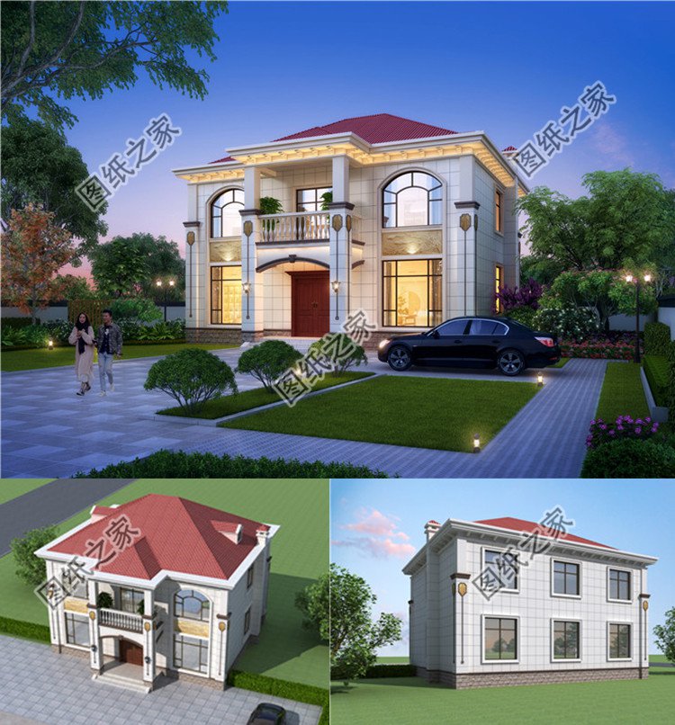 12x12米二層歐式別墅設(shè)計圖效果圖