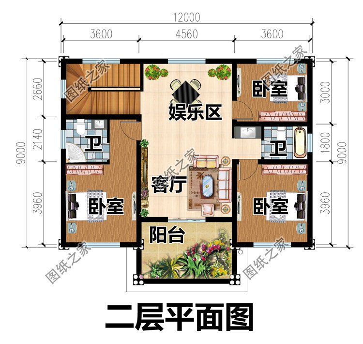 農(nóng)村二層別墅設(shè)計方案二層
