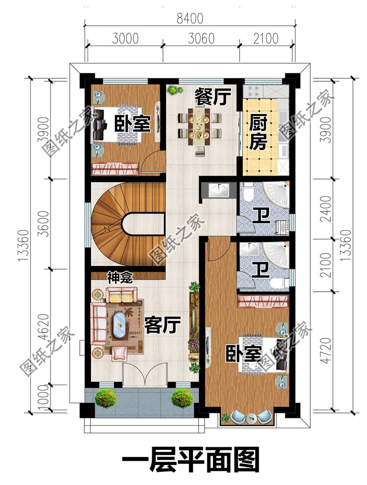 兩開間別墅設(shè)計圖一層