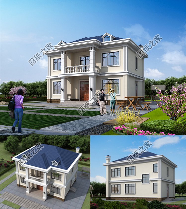 120平米二層別墅設計圖效果圖