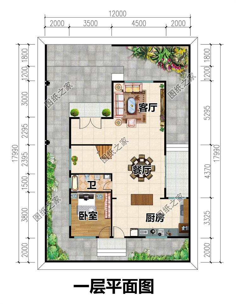 100平米二層小別墅設(shè)計(jì)方案一層