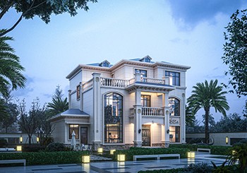 廚房餐廳在配房的歐式三層農村別墅設計方案，華麗又宜居