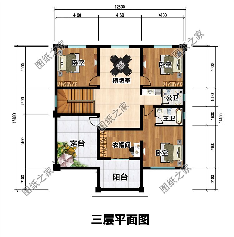 歐式三層農(nóng)村別墅三層