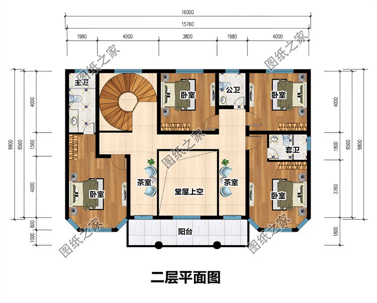 三層法式別墅設(shè)計(jì)圖二層