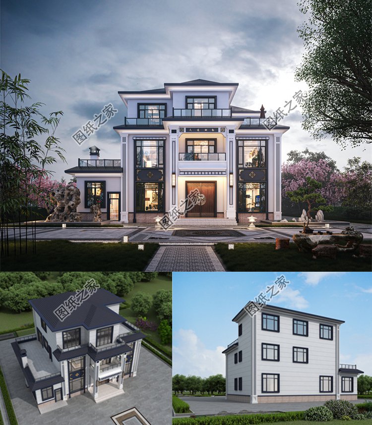 歐式三層農村別墅效果圖