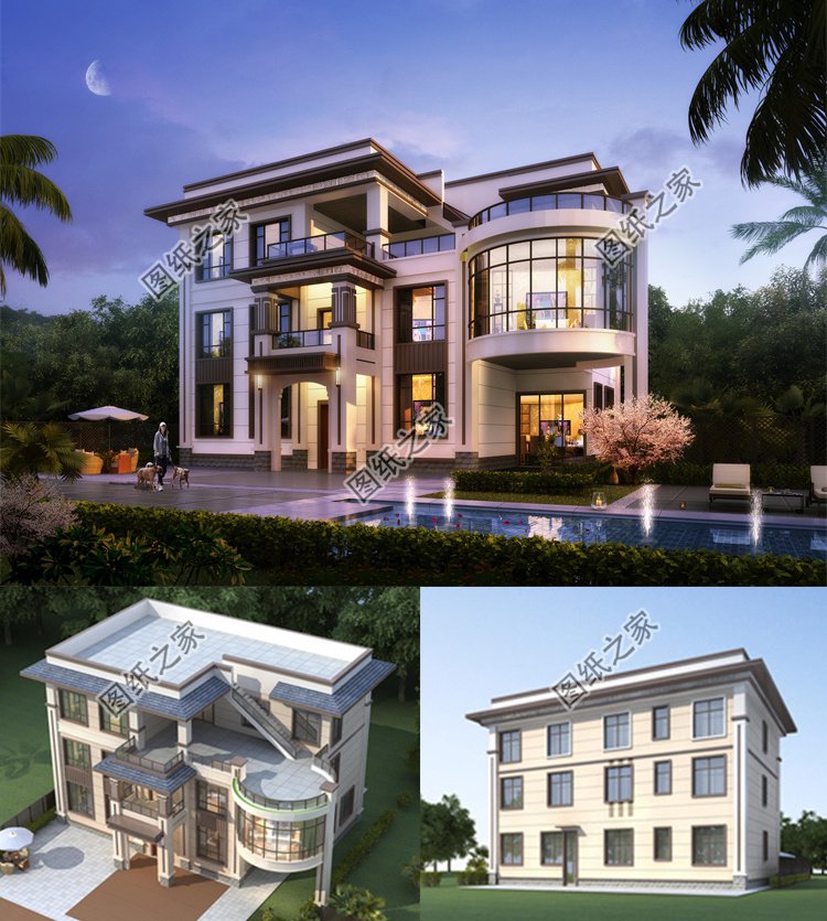 豪華三層歐式農村別墅效果圖