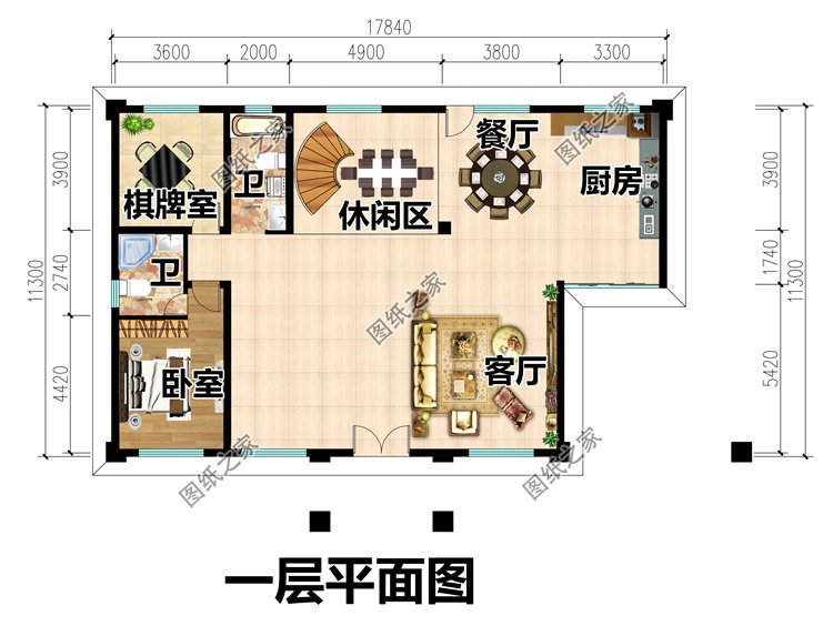 豪華三層歐式農村別墅一層