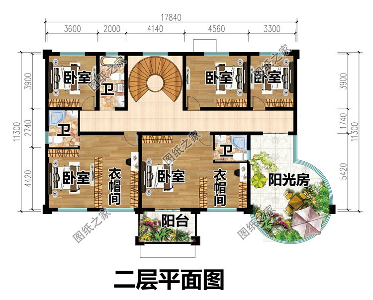 豪華三層歐式農村別墅二層