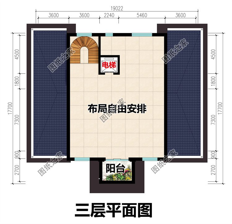 新中式三層農村別墅三層