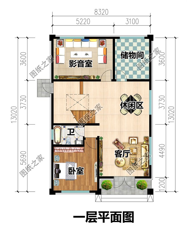 三層農(nóng)村別墅設(shè)計(jì)圖一層