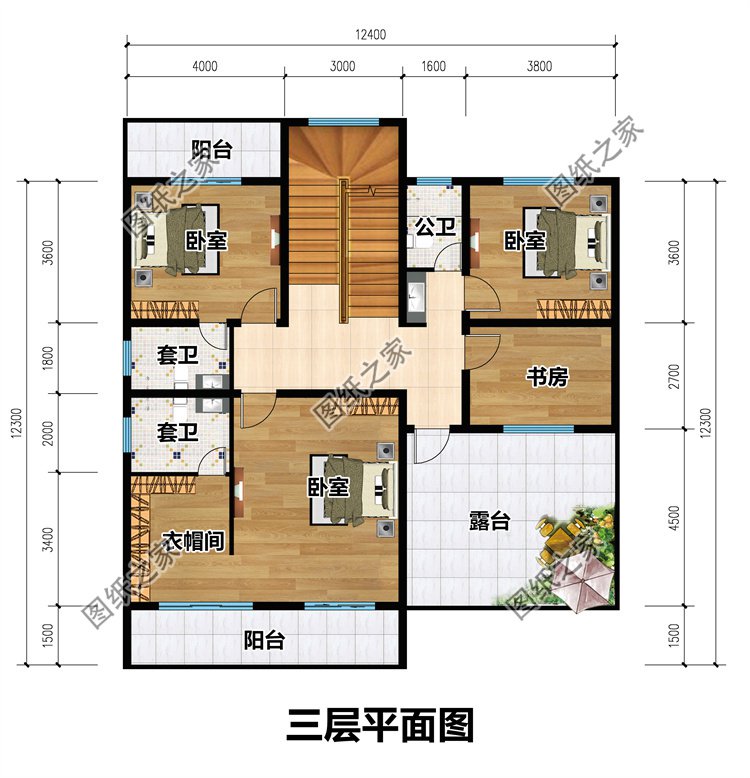 現代簡約風三層別墅三層