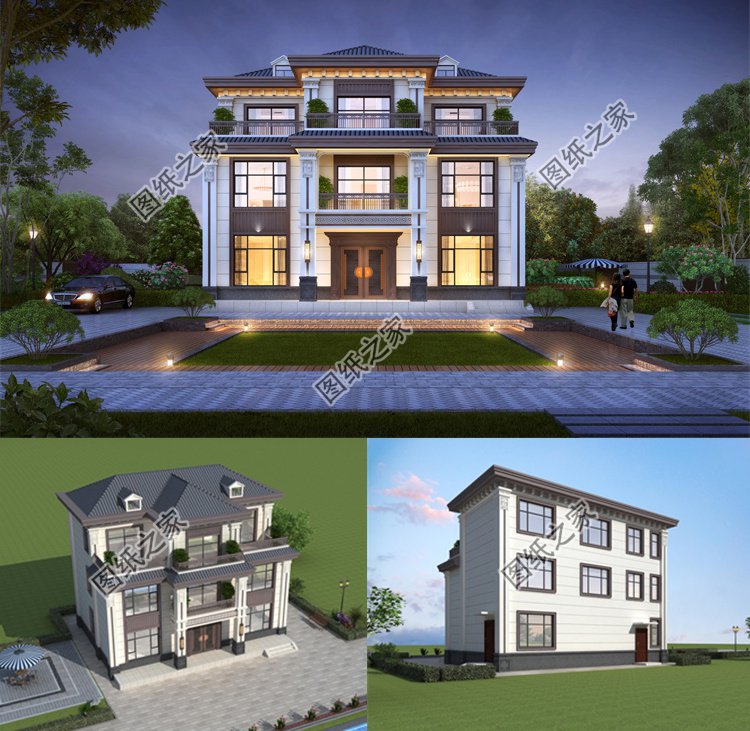 歐式三層農村別墅效果圖