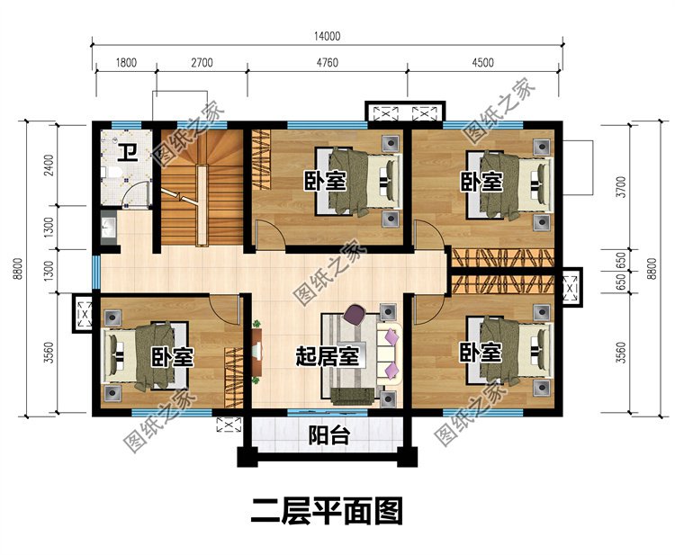 歐式三層農村別墅二層