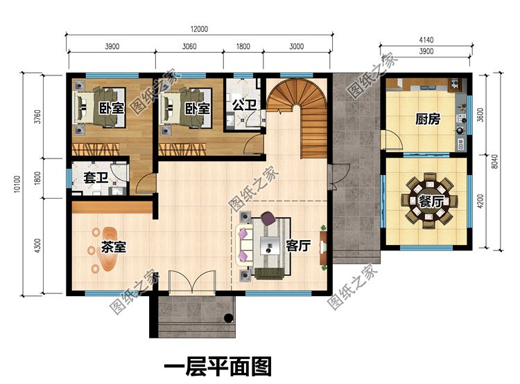 現(xiàn)代三層別墅設(shè)計(jì)圖一層