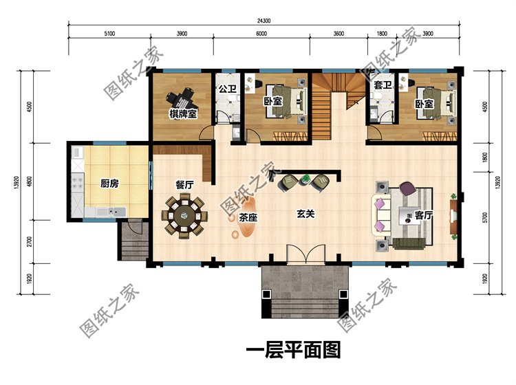 新中式三層別墅一層