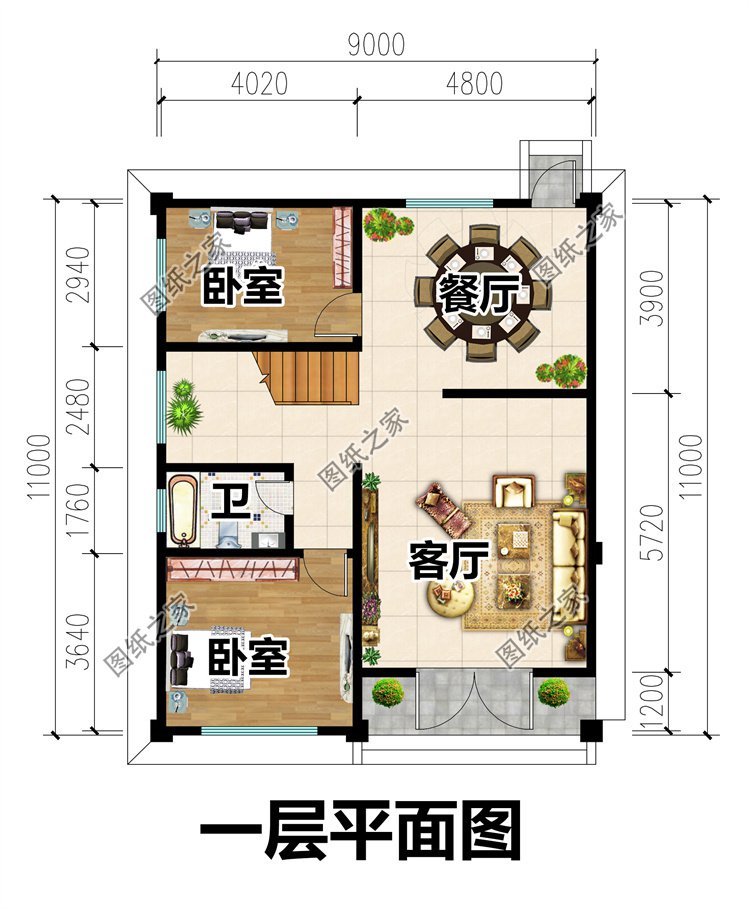 二開間二層別墅設計圖1