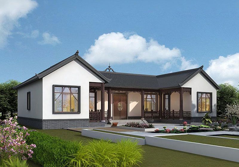 自建一層三合院別墅圖,雅致鄉村居造價經濟,南北通透更宜居!