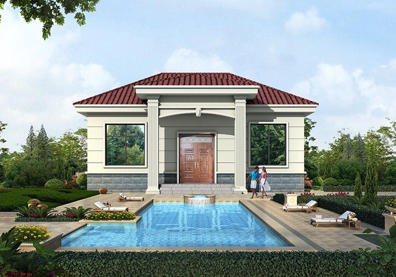 面寬11米超實用的農村一層別墅設計圖,南北通透造價不高