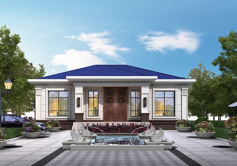 面寬13米簡簡單單一層農(nóng)村自建別墅設(shè)計(jì)圖，方正大氣經(jīng)濟(jì)宜居