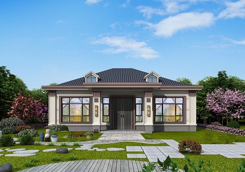 不帶廚房的一層別墅設計圖，三臥二廳超巴適，室外獨立廚房