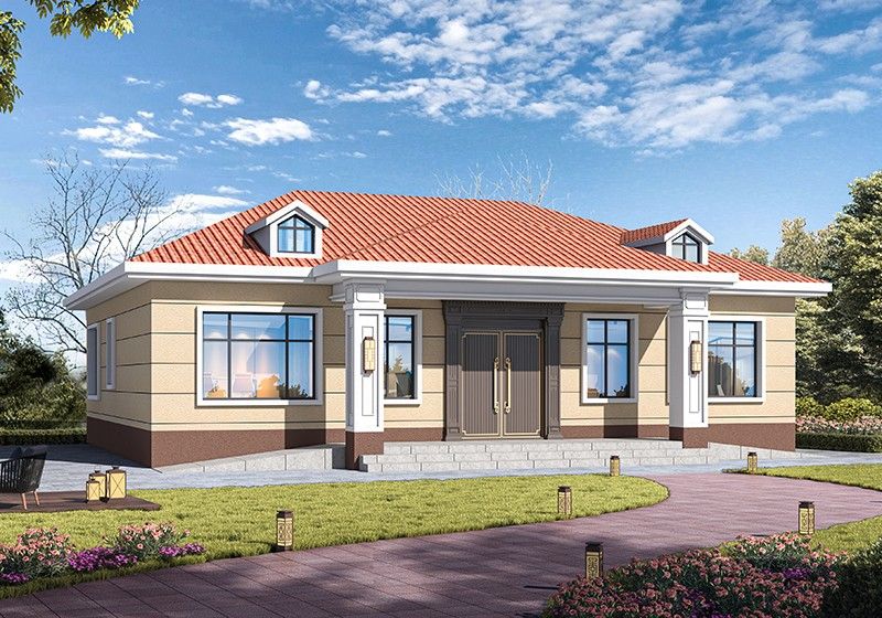 農(nóng)村16萬(wàn)一層平房小院設(shè)計(jì)圖,左右對(duì)稱布局好,南北方都能建