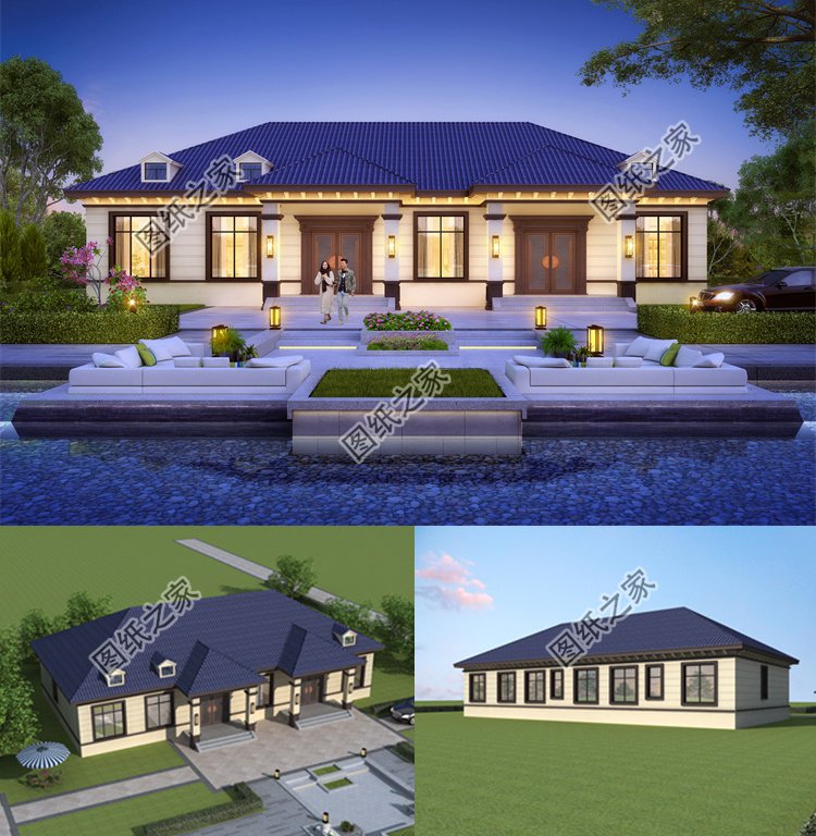 農村一層雙拼別墅設計圖1