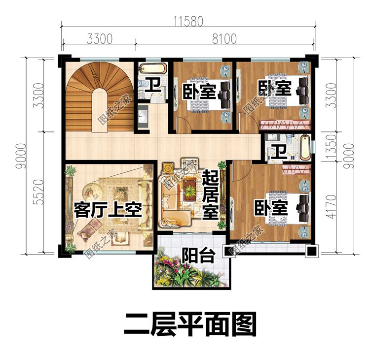 農村自建二層別墅設計圖3