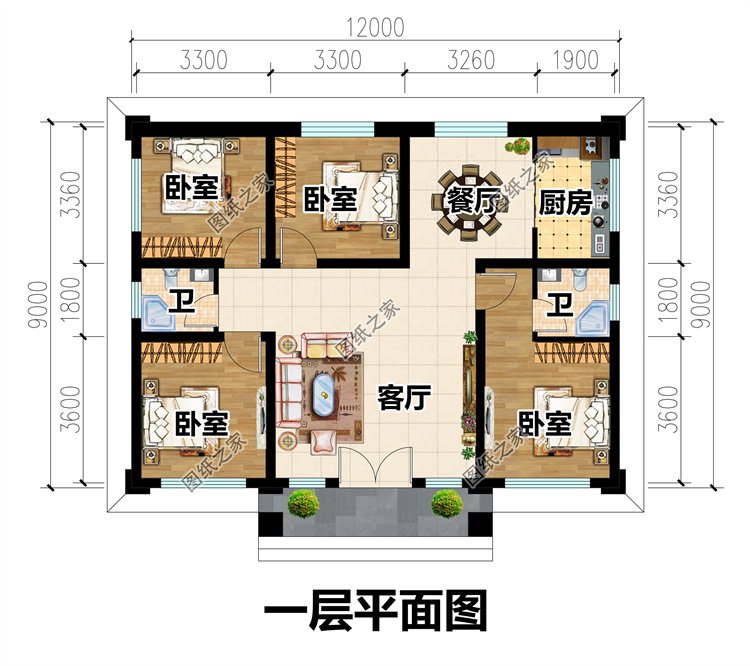 一層平房別墅設計圖2