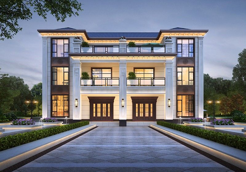 開間20米雙拼別墅三層設(shè)計(jì)圖，兄弟合建省時(shí)省力又省心