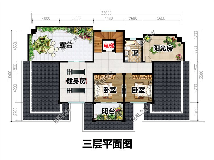 五開間農村別墅設計圖4