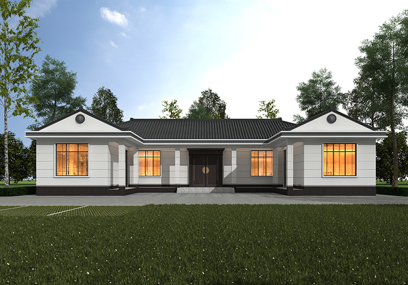 一層中式倆兄弟雙拼三合院設計圖，合院照樣建雙拼