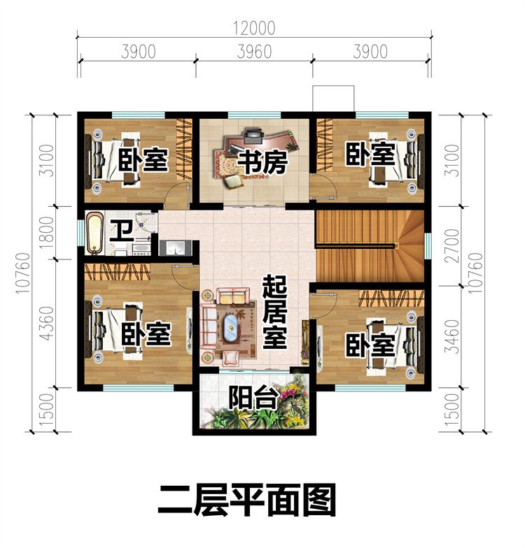 二層新中式自建房設計圖3