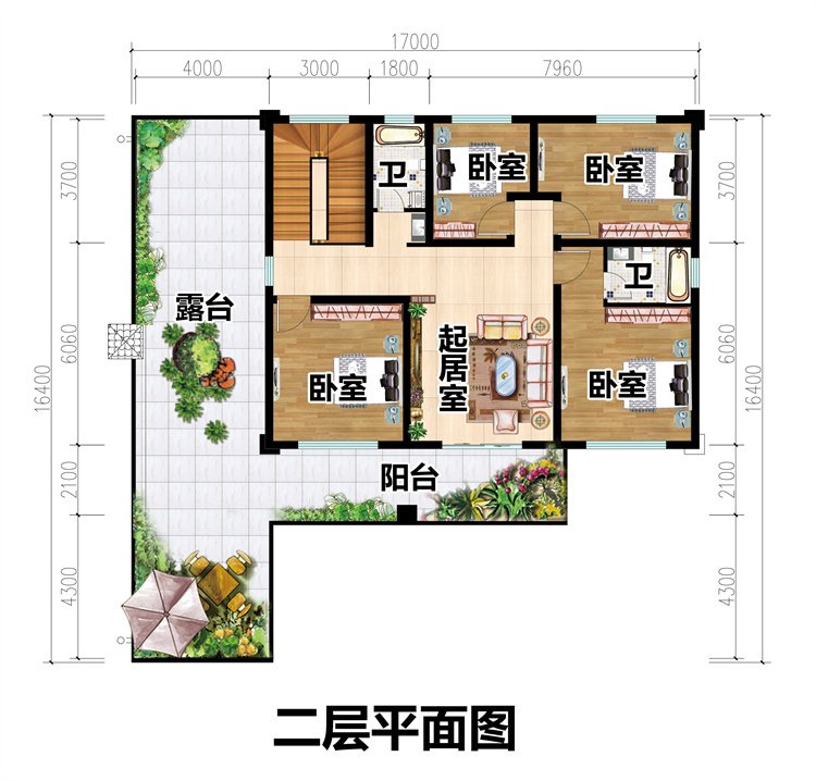 七字型二層時尚簡約自建房設計3