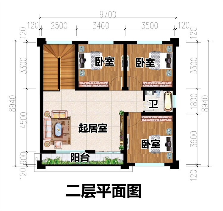 二層農村別墅設計圖3