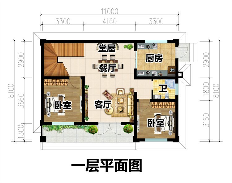 實用簡單二層自建房設計圖2